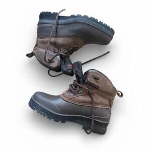 Vintage Sorel Ladies 8 Kaufman Brown Leather Short Ankle Winter Felt Liner Boots